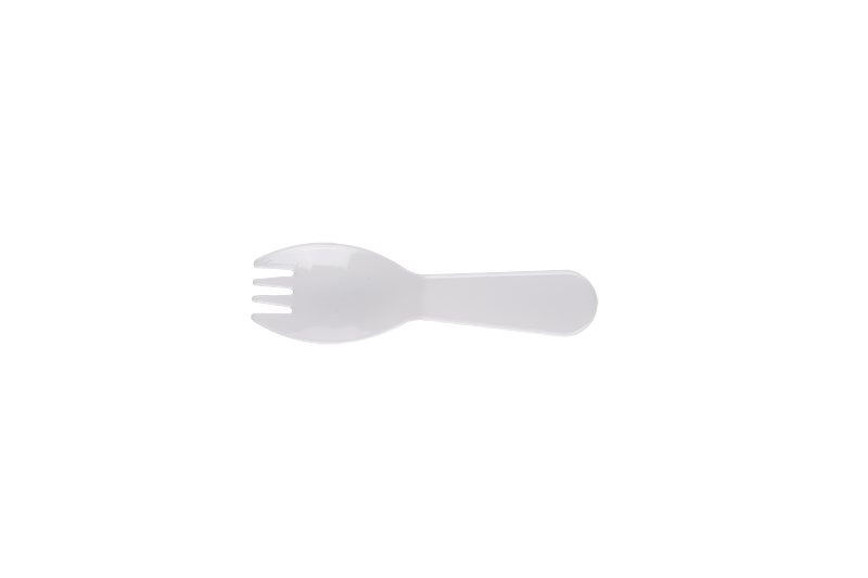 Spork de postre desechable de plástico blanco mini pastel