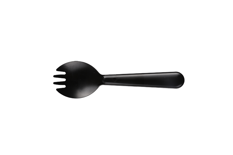 Spork desechable de plástico negro