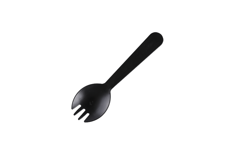 Spork desechable de plástico negro